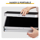 HAOYYE Black with 3 Adjustable Heights Outdoor Folding Camping Table, Portable Aluminum Foldable Patio Side Table, Lightweight and Durable Design with Carry Handle for Hiking, Picnic, BBQ, Beach, Indoor or Outdoor Use